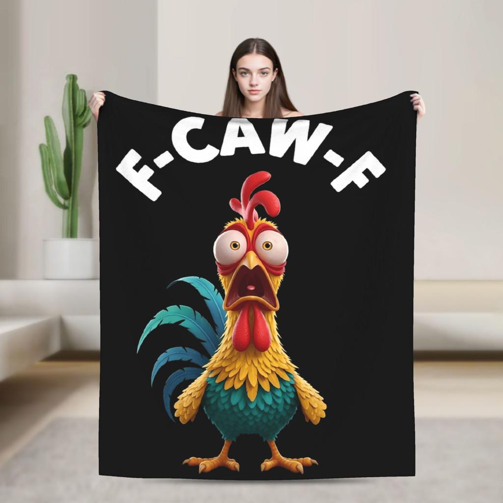 Warm Soft Blanket Girls Boys Picnic F-Caw-F Chicken Cartoon Bedding Throws Flannel Bedspread For Living Room Sofa Bed Cover