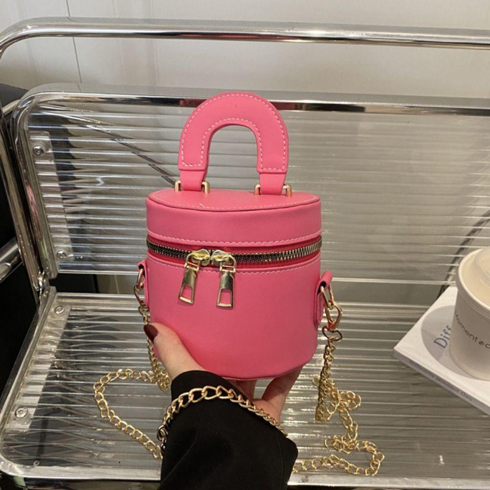 PU Leather Mini Lipstick Bag Minority Design Cylinder Bag Personality Box Crossbody Bag  Girls