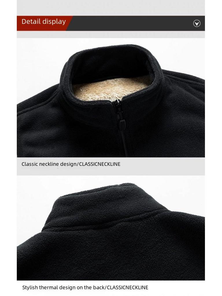 Men's Polar Fleece Stand Collar Vest - Thick, Warm, Plus Size, Spring/Autumn