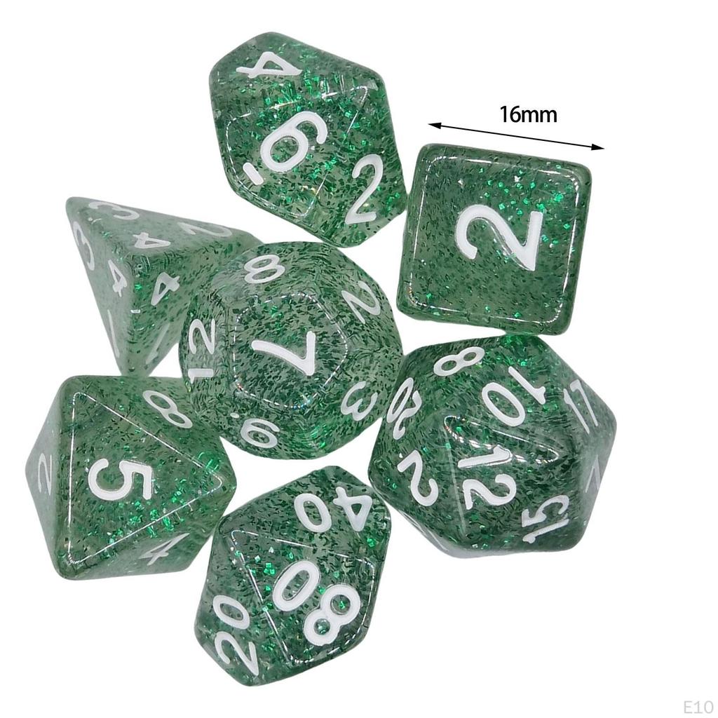 7 Pieces Solid Acrylic Polyhedral Dices D20,D12,D10 (00-90 and 0-9),D8,D6 D4. for Entertainment