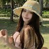 Women's seaside bucket hat vacation beach sun hat face cover sun hat sun hat foldable straw hat color