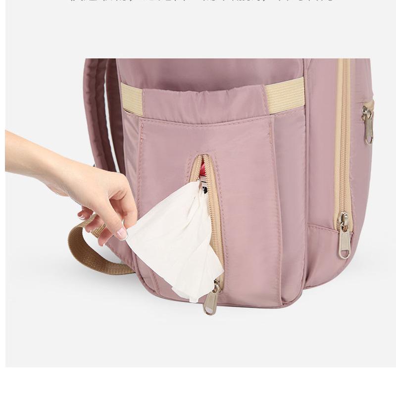 Multi Functional Backpack Large Capacity Leisure Bag Mom's Bag Zipper Opening Solid Color Travel Backpack