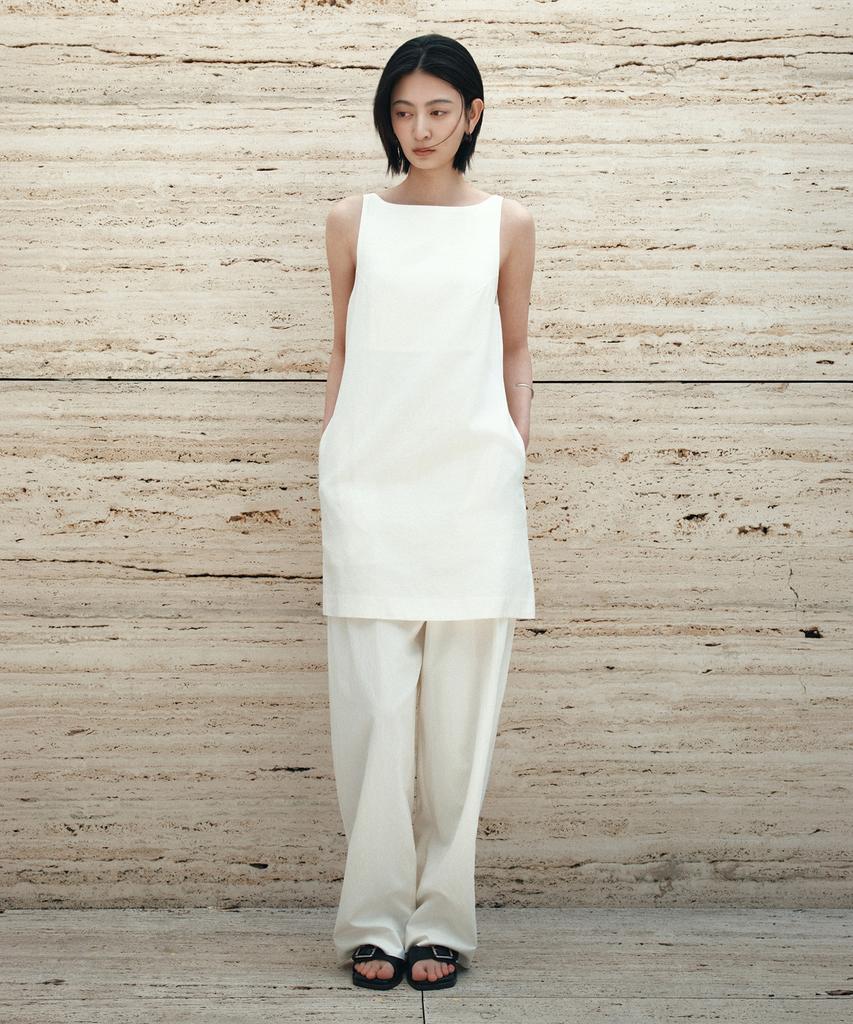 Siyajyu Sia8041 Classic Linen Mini Dress_Ivory
