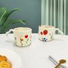 Creative Ceramic Coffee Mug Irregular Heart-shaped Handle Cute Hand Painted Pattern Mug Breakfast Milk Oatmeal Tea Cup Drinkware