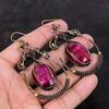 Faceted Kashmir Ruby Earring Copper Wire Wrapped Jewelry Gemstone Earrings Handmade Jewelry Copper Earring Gift For Women Wire Wrap Earring
