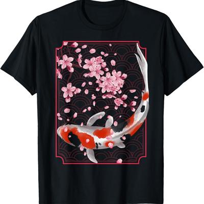 Koi Fish Carp Nishikigoi Sakura Cherry Blossom T-Shirt(14)