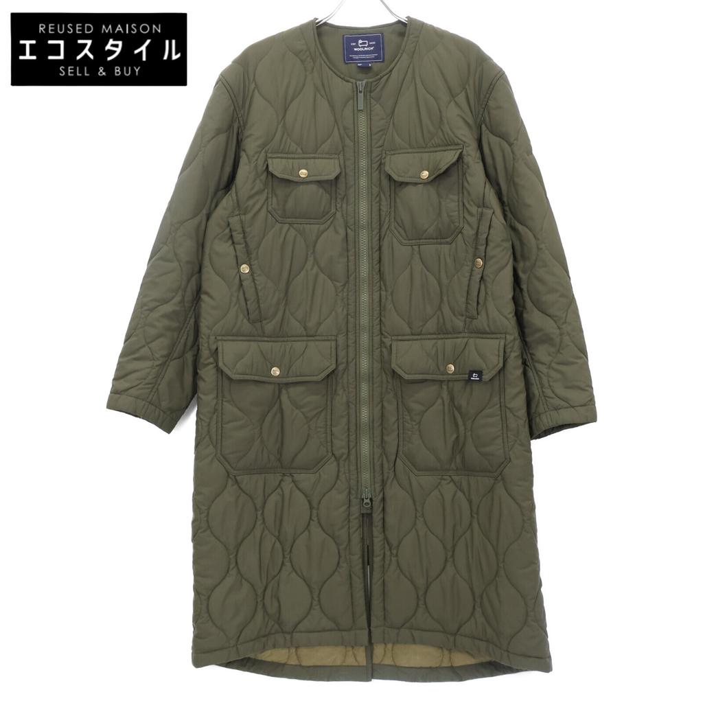 Woolrich WJOU0103BE Khaki Collarless Quilted Padded Coat Coat S khakiUsed