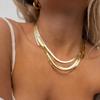 Fashion Unisex Snake Chain Women Necklace Choker Stainless Steel Herringbone Gold Color Chain Necklace for Women Jewelry