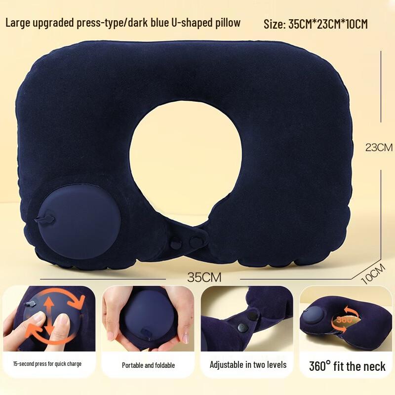 Press-Inflate U-shaped Travel Neck Pillow