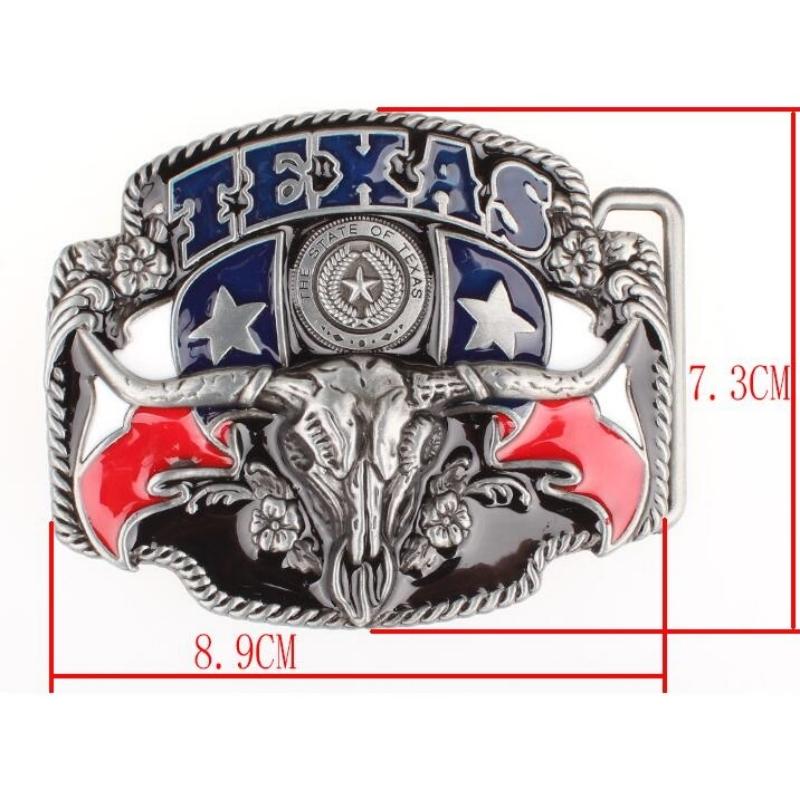 Wild West TEXAS Cowboy Belt Bull Skull Head Metal Buckle American Texan Pride Fashion Waistband For Men