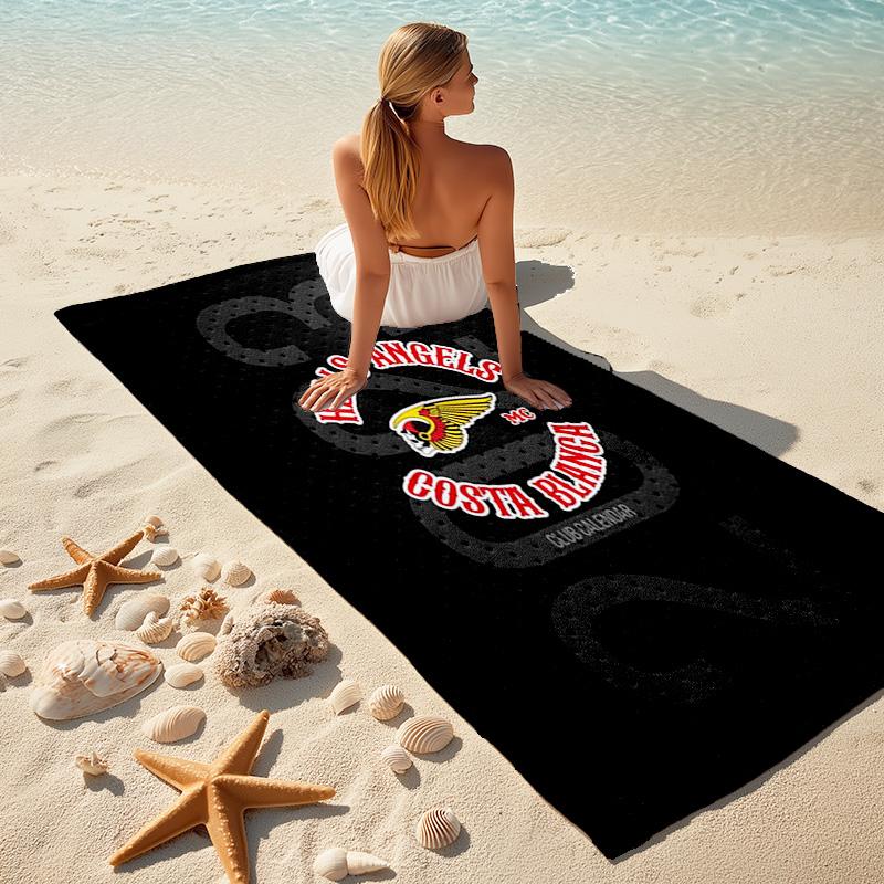 Gang Motorcycle Enthusiasts Hells Angels Motorcycle Club Beach Towel Outdoor Camping Vacation Swimming Beach Towel Outdoor Absorbent Bath Towel Y2
