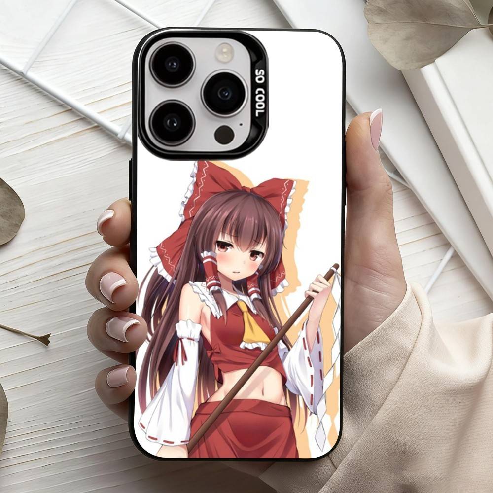 H-Hakurei Reimu T-Touhou Phone Case For iPhone17,16,15,14,13,12,11 Plus,Pro Max Black Candy Silver Plated Cover