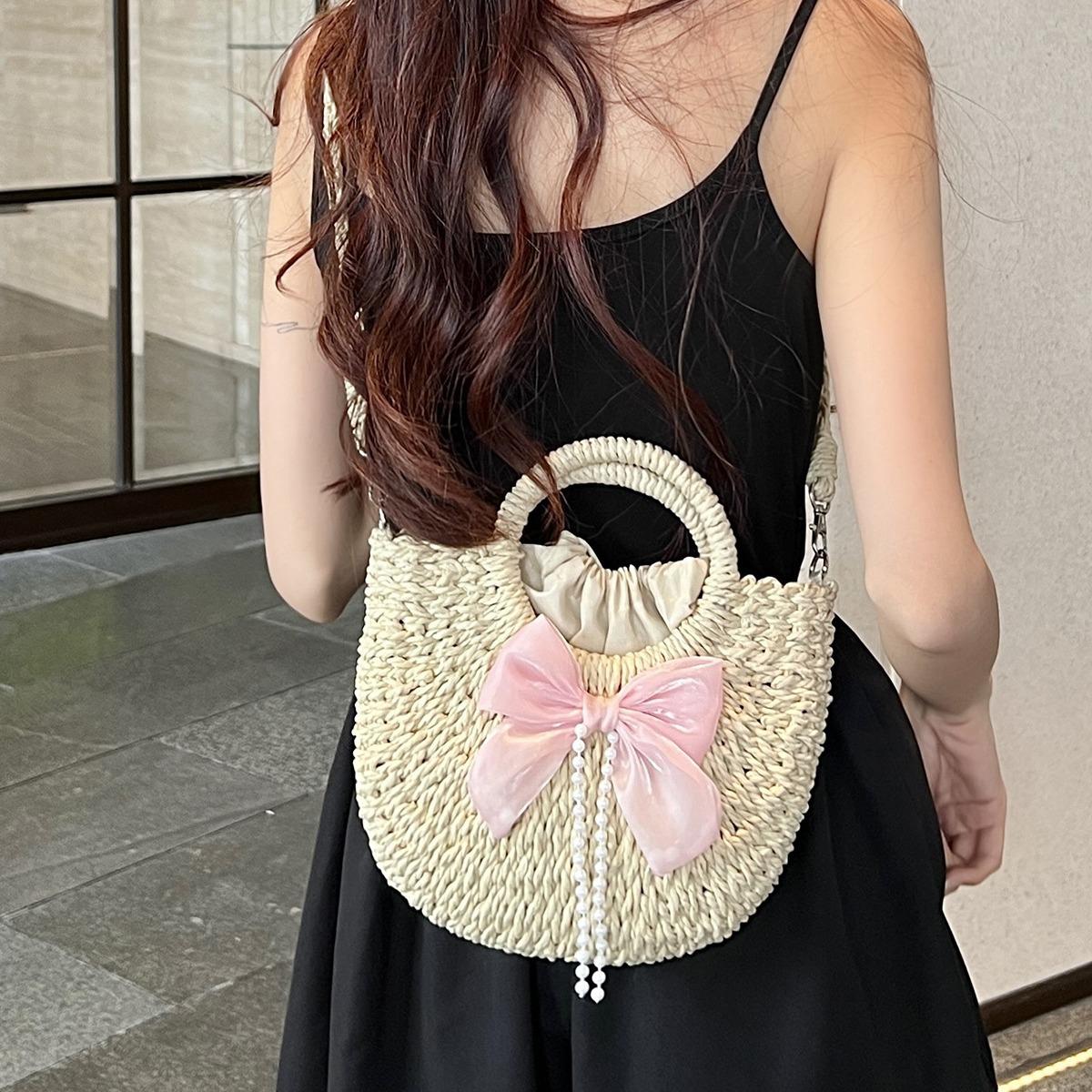 

Daily travel personalized woven bow silk scarf women s handbag spring new shoulder messenger bag Type 1