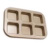 Muffin Cake Pan 6-Cavity Square Non-Stick Cupcake Tray Bakeware for Oven Baking