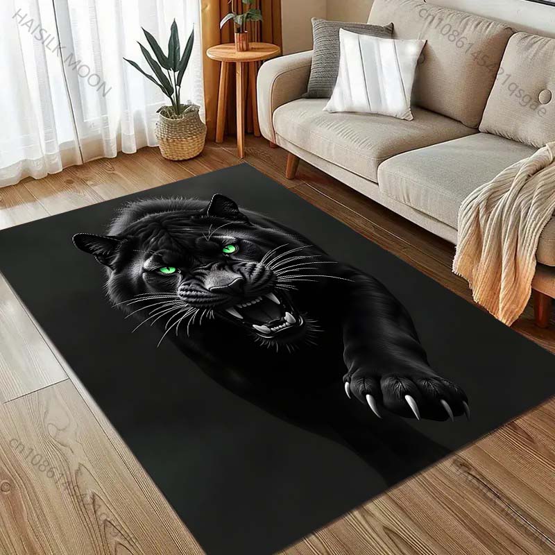 Cool Black Leopard Print Carpet for Bedroom Living Room Bedside Sofa Floor Mat Modern Home Decor Area Rug Large Size