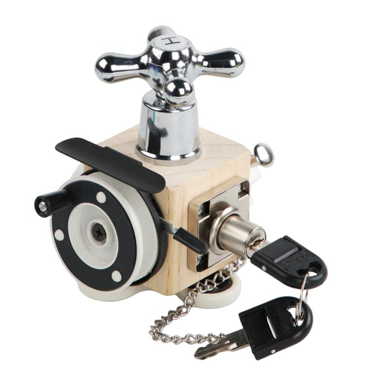 

Sensory Wooden Toys Fidget Busy Cube Activity Board Travel Lock Box Kids Gifts Key