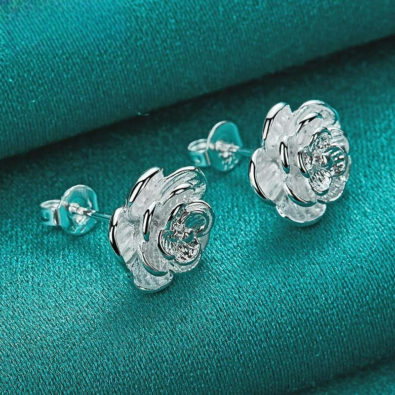 Silver Color Fashion Jewelry Flower Earrings