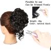 Unordentlicher Dutt Haarteil Wellig Lockig Synthetisch Hochsteckfrisur Chignon Fake Scrunchies Pferdeschwanzverlängerung für Damen Dunkelbraun