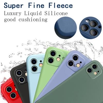 Liquid Silicone Soft Luxury Original Case For Iphone 14 13 11 12 Promax Xr Xs 78plus Super Fine Fleece Shockproof Back Cover