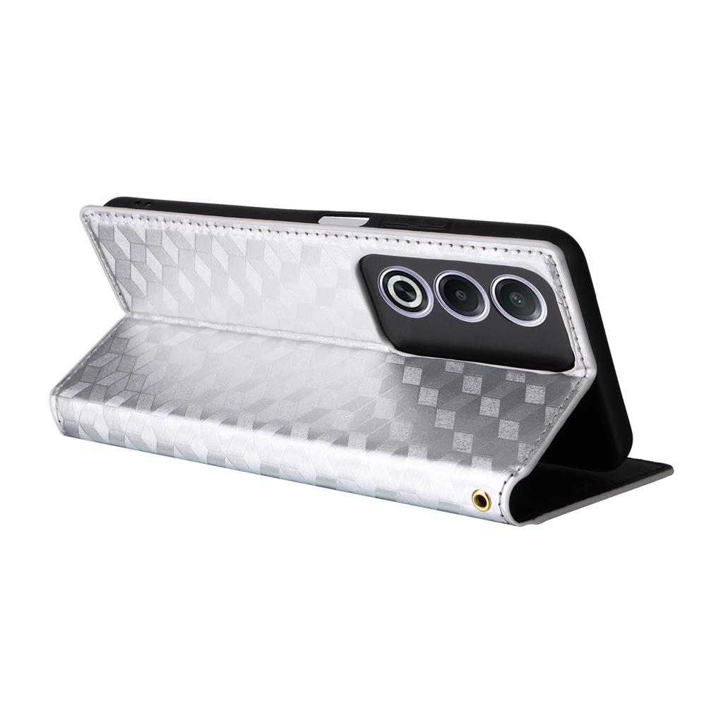 For Oppo A80 5G/A3 Pro (Global) 5G/K12x 5G (India)/A3x 5G (China) Case Leather Wallet Phone Cover Rhombus Imprinted