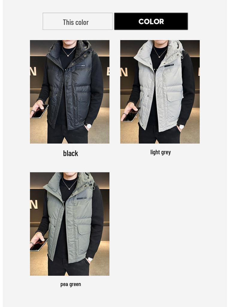 Trendy 2025 Men's Hooded Down Vest - Korean Style Autumn/Winter Outerwear