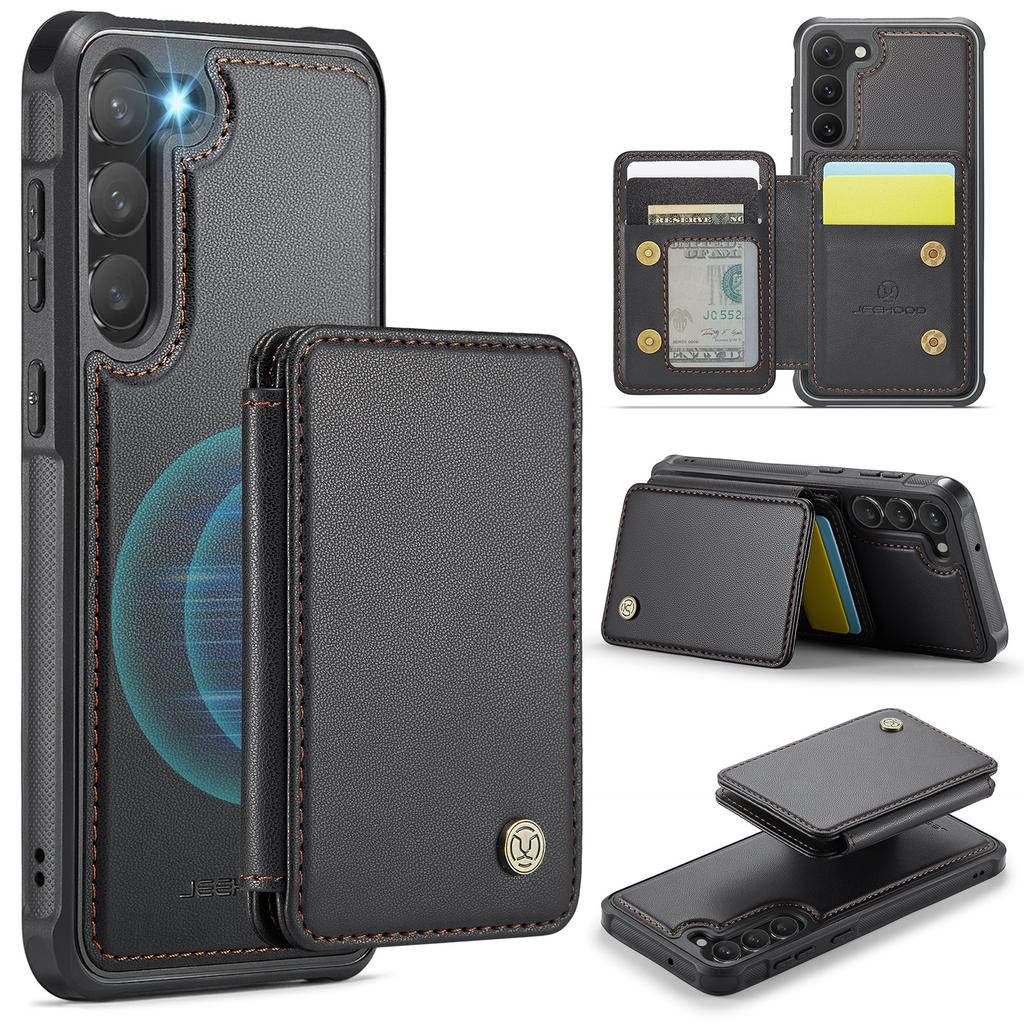 JEEHOOD J05 For Samsung Galaxy S23 Case Leather Mobile Cover with Detachable Magnetic Card Bag