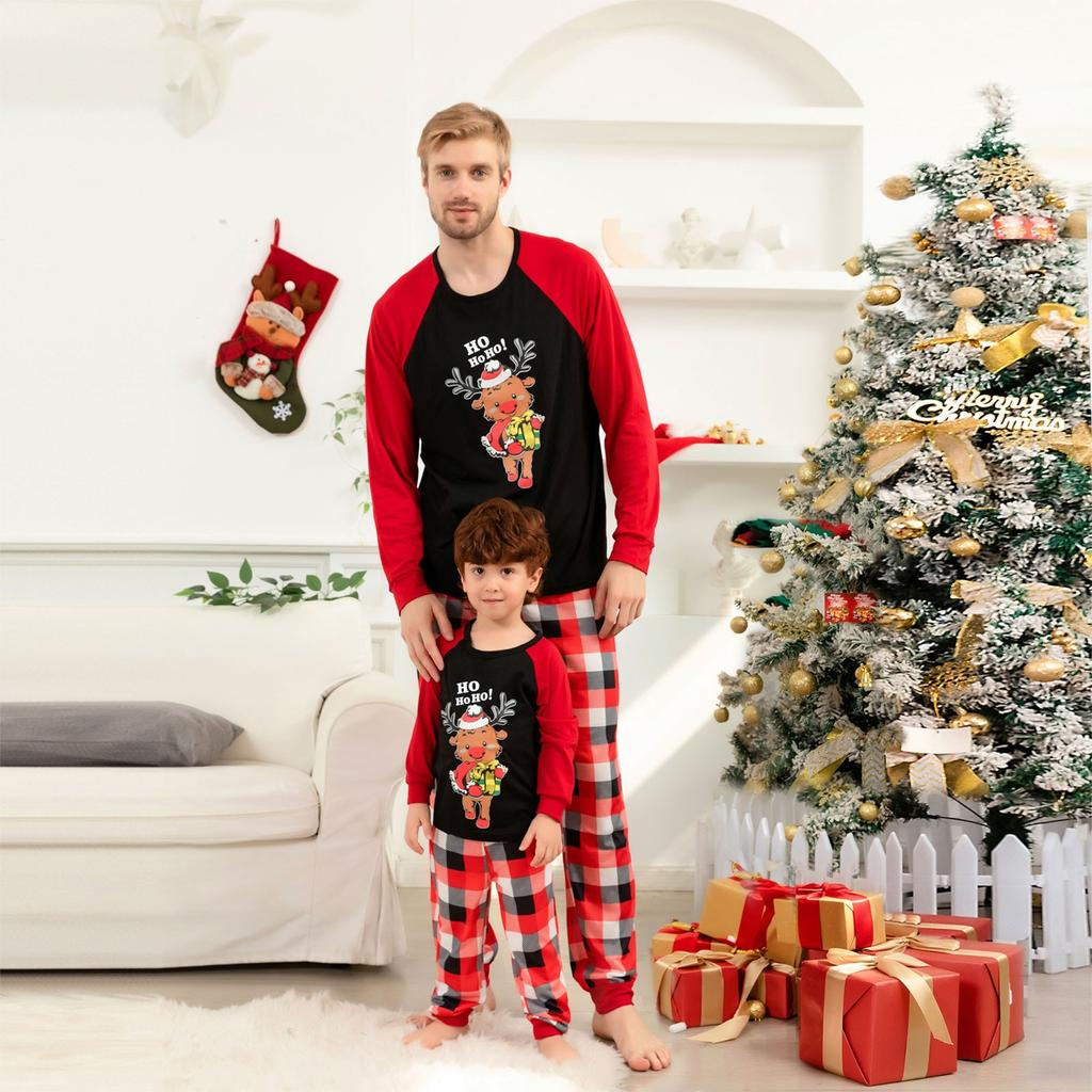 Vánoční rodinná sada pro rodiče a děti Domácí tištěná VÁNOČNÍ PYŽAMÁ Dvoudílná sada