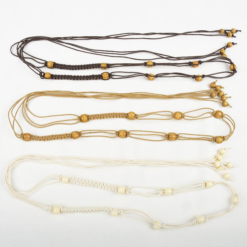 Women'S Twist Wax Rope Woven Belt Vintage Skirt Decorative Female Bohemian Girdle Pastoral Style Skirt
