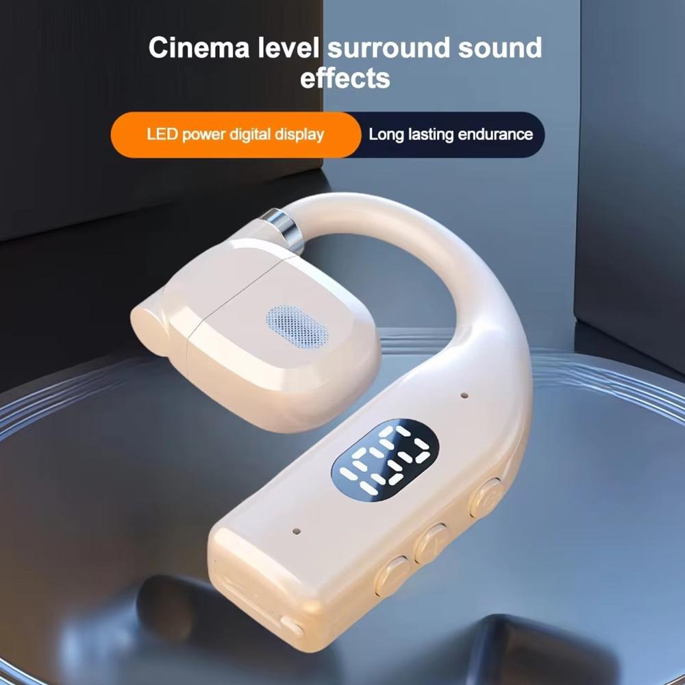 LED Single Earphones Long Standby Business Headphones Waterproof Mono Headset Outdoor Call Bluetooth5.3 Wireless Earbuds