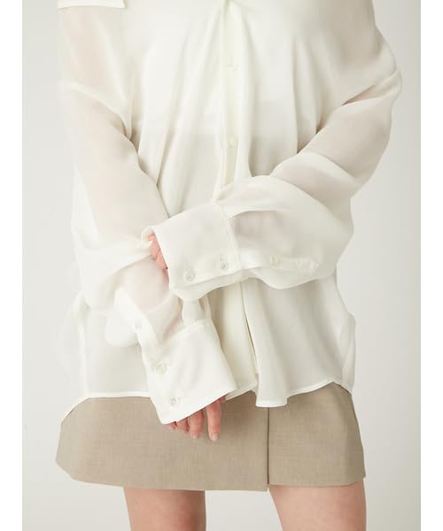 FRAY Sheer Shirt FWFB252114 Free Size I.D. 2-Way Linen-Like Women's White,