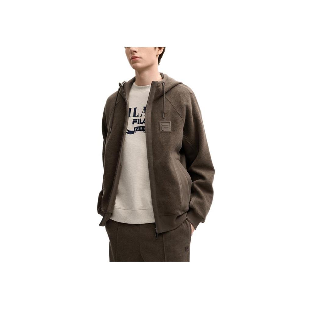Fila Milano Serie Kapuzenmode Locker Vielseitige Jacke Herrenjacken Braun F11M515501F-BN