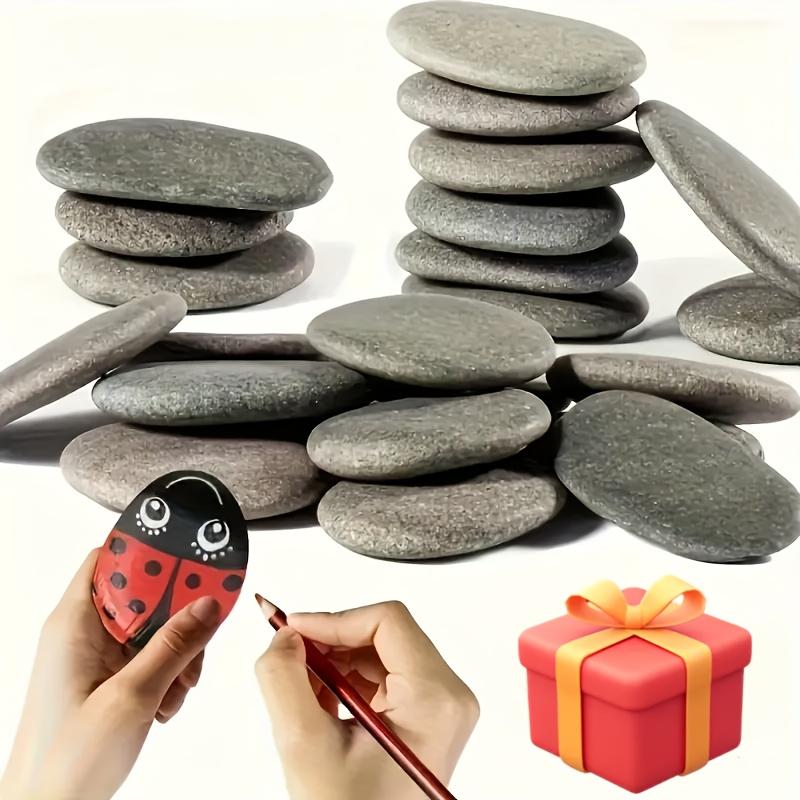 Hand-Painted DIY Flat Pebble Stones - Creative Rock Painting Kit for Artistic Crafts & Home Decor