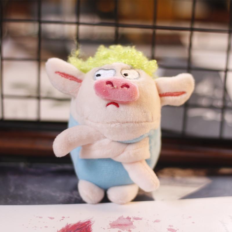 Adorable Cartoon Green Plush Pig Keychain Miniature Soft Stuffed Toy For Bags