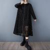 Long Sleeve Oversized Lace Vintage Black Hooded Casual Loose Autumn Spring Trench Coat for Women Outerwear
