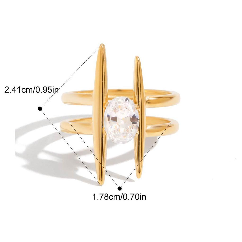 Yori Statement Stainless Steel Delicate Shiny Cubic Zirconia Ring High Quality 18K Gold PVD Plated Finger Jewelry Gift