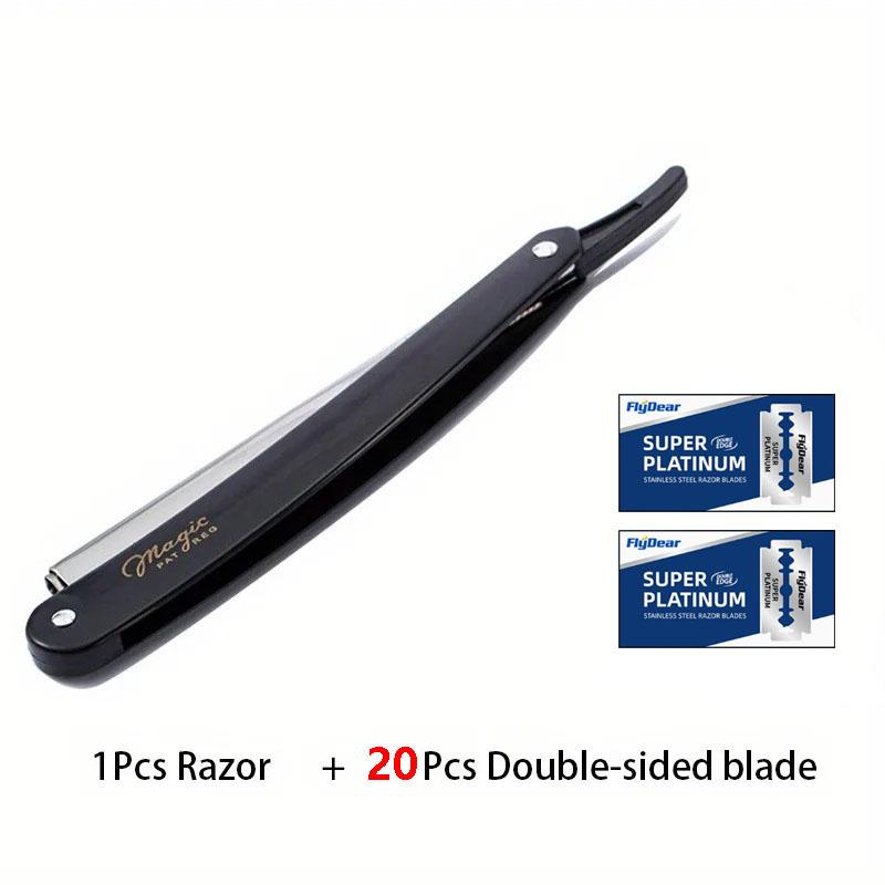 Rasoir de sûreté manuel professionnel pour hommes - 10 lames pour un rasage lisse et le styling, Précision de qualité de barbier