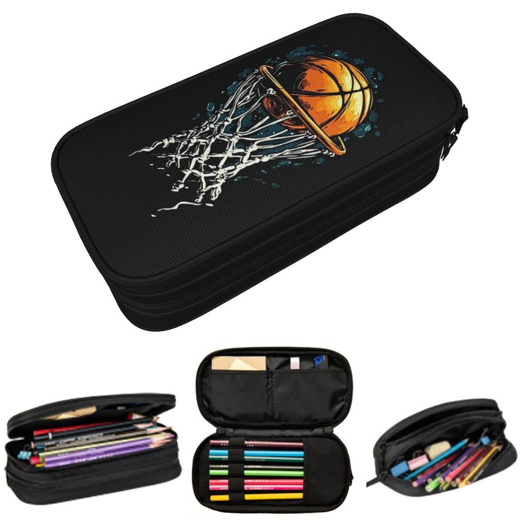 Sporty Basketball Themed Pencil Case for Boys Girls Gifts Pen Box Pencil Bag Stationery Supplies Pen Holder Bag