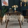 Pvc Tablecloth Rectangle Waterproof Transparent Round Dining Table Cloth Soft Champagne Lace Embroidered Oil -Proof Table Cover