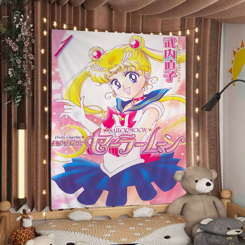 Anime S-sailor M-moon Colorful Tapestry Wall Hanging Bohemian Wall Tapestries Mandala Wall Hanging Sheets