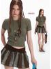 HeyHenry 2025 Retro Short Sleeve Knit Sweater - Slim Fit Cable Knit Top for Women