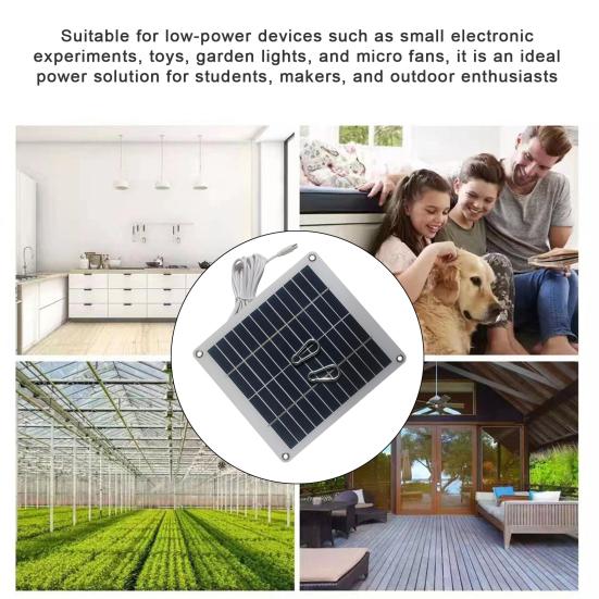 Solar Panel 5W 12V High-Efficiency Monocrystalline Silicon Renewable Energy Charger with 3.0M Type-C Cable