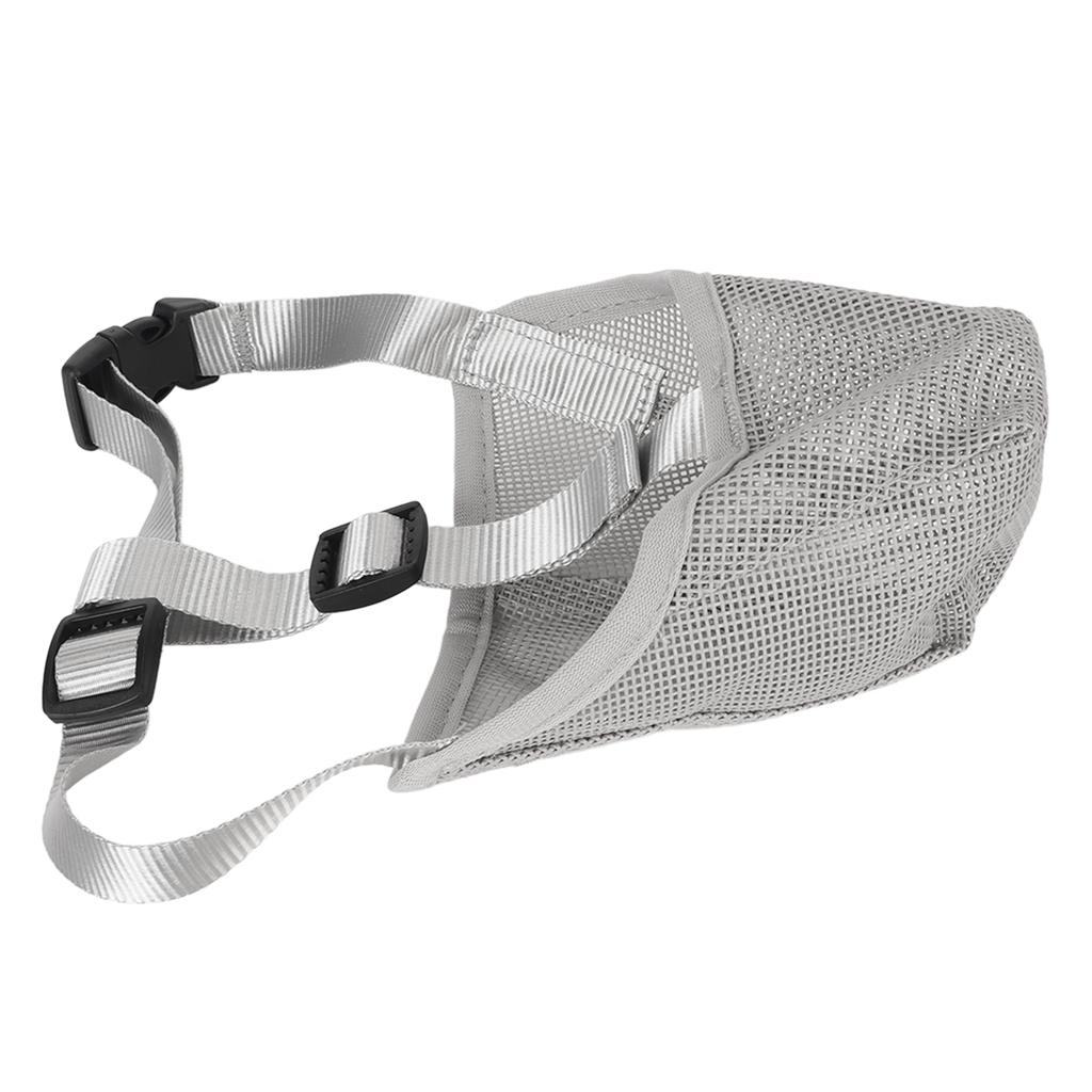 Dog Muzzle Breathable Adjustable Prevent Biting Chewing Pet Mesh Muzzle for Outdoor Training Gray L