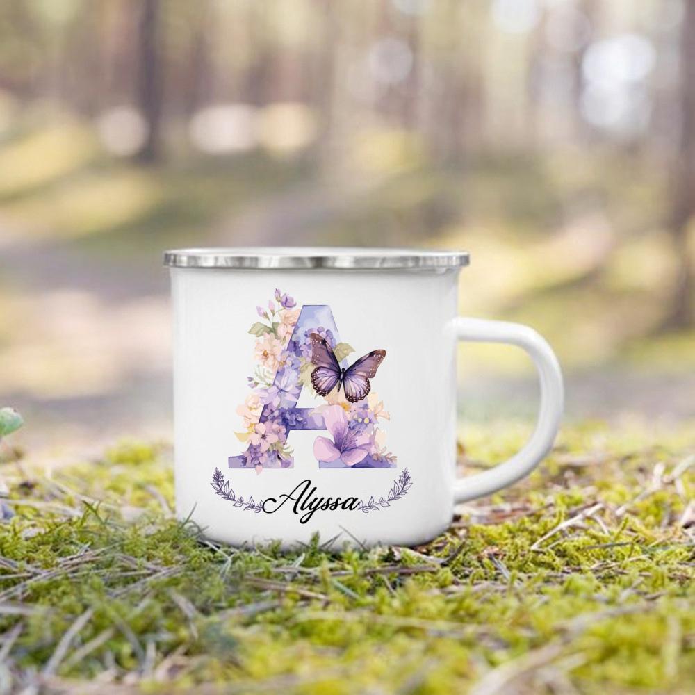 Personalisierte Tasse Floraler Initialen Name Tasse Individuelle Kaffee Heißschokolade Tassen Hochzeit Geburtstag Muttertag Weihnachten Geschenke für Sie
