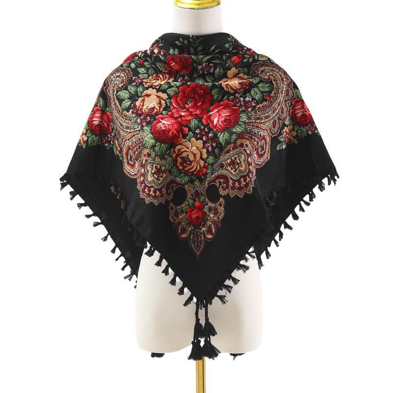 Xinjiang Russian Ethnic Style Multi-color Retro Square Scarf: Warm, Dustproof, Windproof, Multifunctional 90