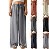 Dámské volné široké kalhoty Ležérní volné bavlněné lněné kalhoty se stahovací šňůrkou Bez kapes