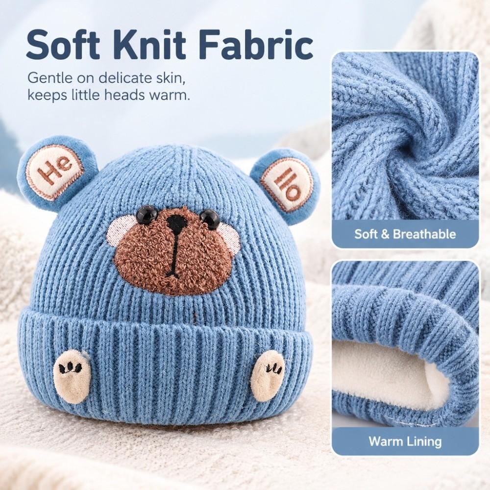 Wind Proof Baby Hat Soft Knit Pullover Hat Cute Toddler Cap Daily