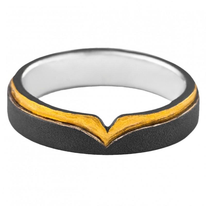 Adjustable Sterling Wing Motif Ring Men Women Minimalist Asymmetrical Geometric Finger