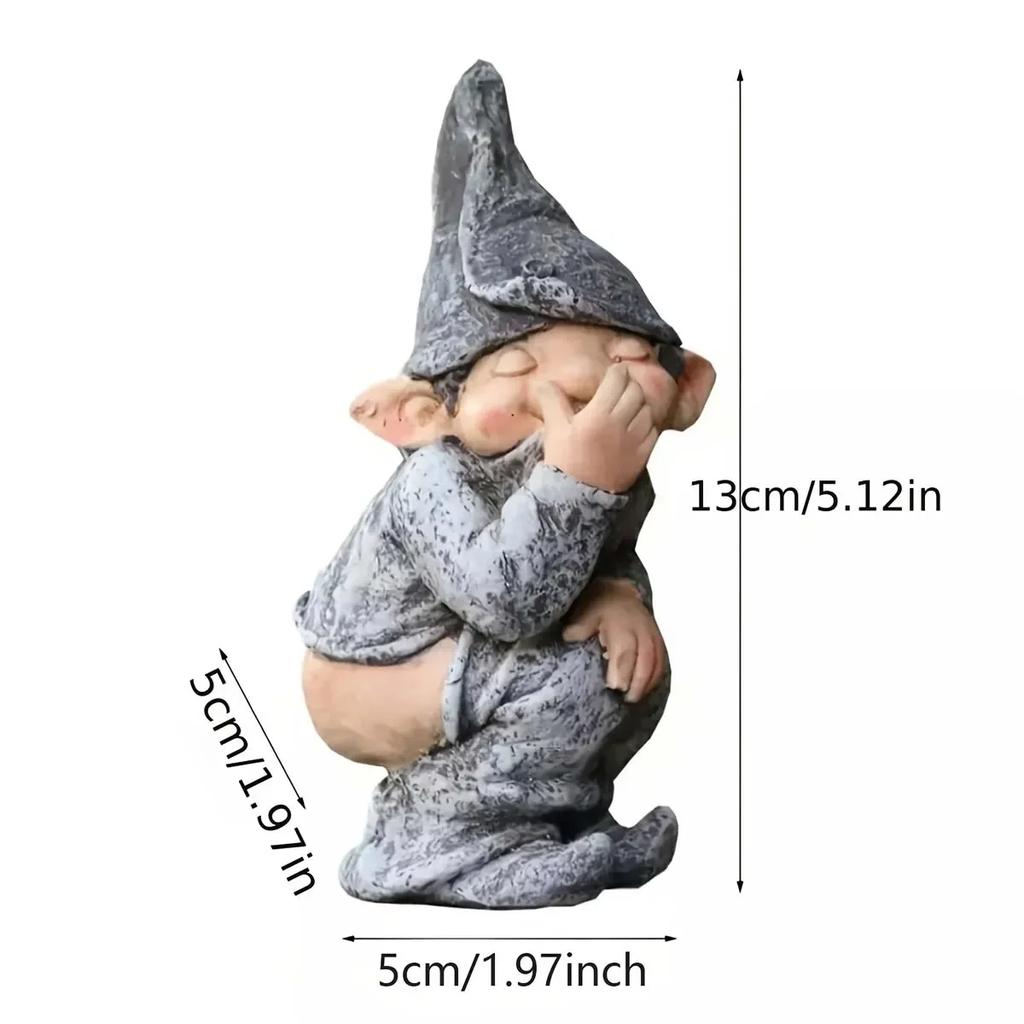 Funny Gnome Garden Decoration Naughty Gnome Elf Squatting Statue for Lawn Ornaments Indoor Outdoor Decorations Polyresin Gnome