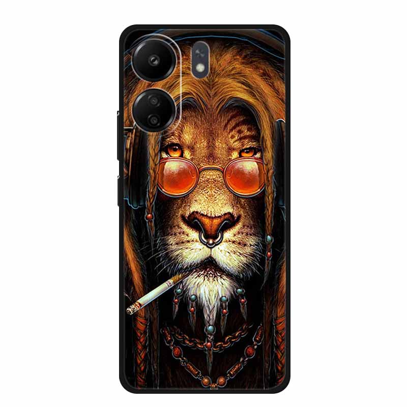 Phone Cases for Redmi 13C 13R Soft Silicone TPU Cover for Xiaomi Redmi13 C R Animal Wolf Funda Vividly Lion Tiger Capa 13 C R