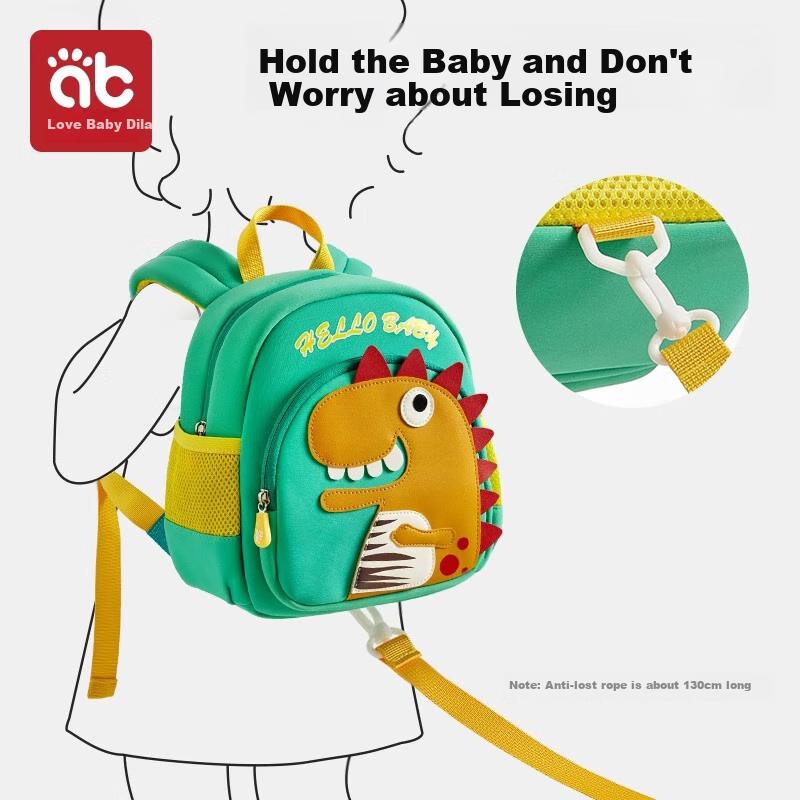 AIBEDILA Kindergarten Backpack for Boys And Girls, Children's Outdoor Backpack, Dinosaur Design, Anti-Lost